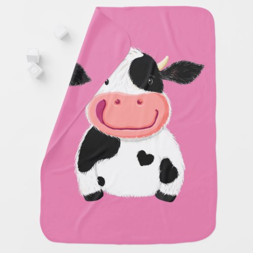 Happy Little Holstein Dairy Cow Baby Blanket