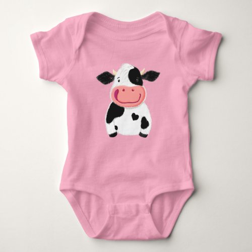Happy Little Holstein Dairy Cow Baby Bodysuit