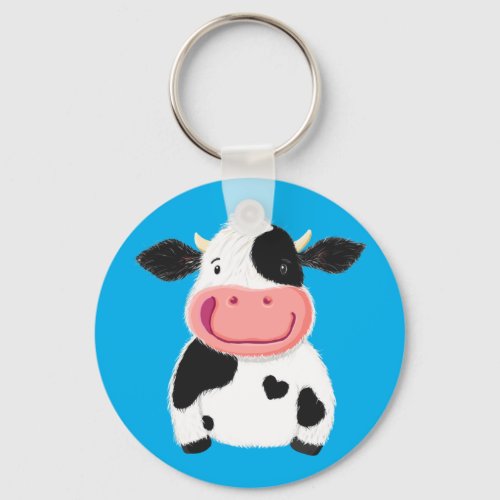 Happy Little Holstein Dairy Cow Keychain