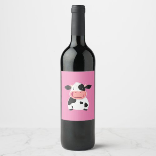 Happy Little Holstein Dairy Cow Wine Label