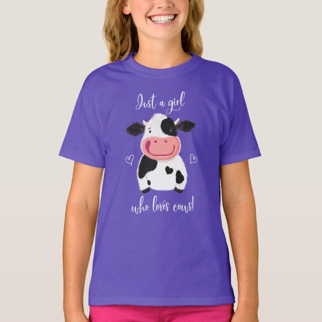 Happy Little Holstein Just A Girl Who Loves Cows T-Shirt (Front)