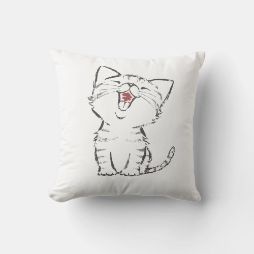 happy little kitten throw pillow
