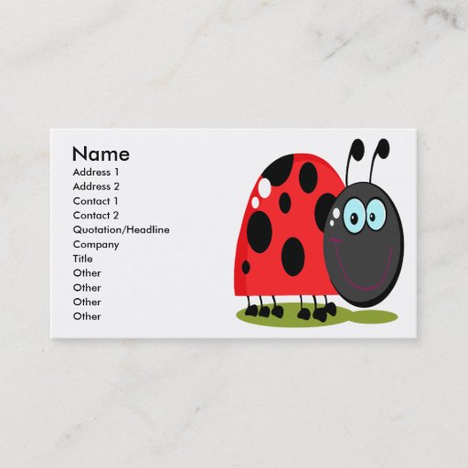 Customizable happy little lady bug business card templates