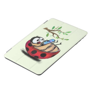 Happy Little Ladybug with Phone - Cartoon Drawing iPad Mini Cover