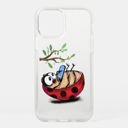 Happy Little Ladybug with Phone _ Cartoon Drawing  Speck iPhone 12 Pro Case