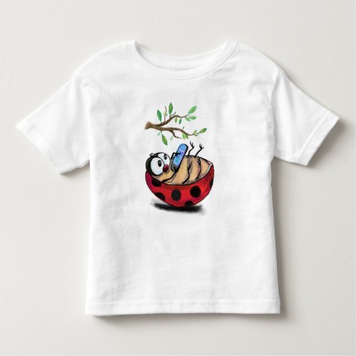 Happy Little Ladybug with Phone _ Fun Drawing Toddler T_shirt