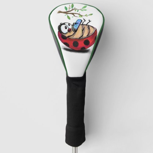 Happy Little Ladybug with Phone _ Funny Drawing Golf Head Cover