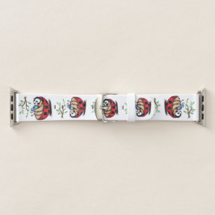 Happy Little Ladybugs with Phone - Cartoon Drawing Apple Watch Band