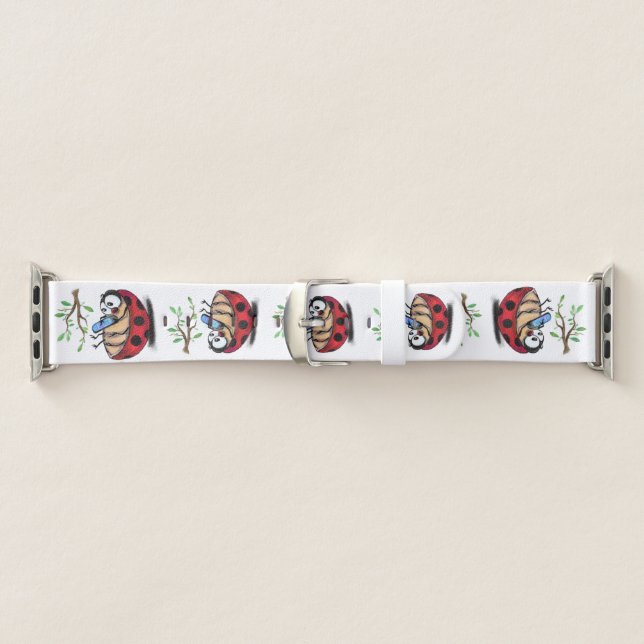 Happy Little Ladybugs with Phone - Cartoon Drawing Apple Watch Band (Band)
