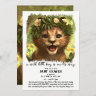 Happy Little Lion Cub Baby Boy Shower Invitation