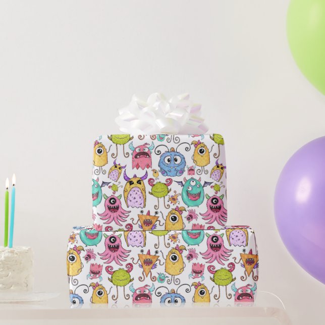Happy Little Monsters  Wrapping Paper (Party Gifts)