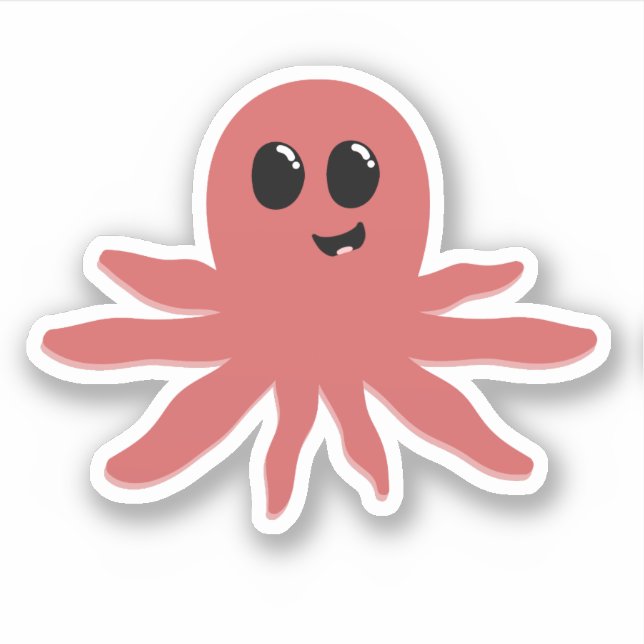 Happy Little Octopus - Drawing Sticker (Front)