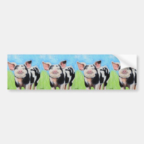 Happy Little Pig Painting Bumper Sticker