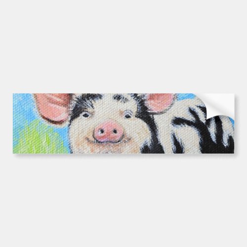 Happy Little Pig Painting Bumper Sticker