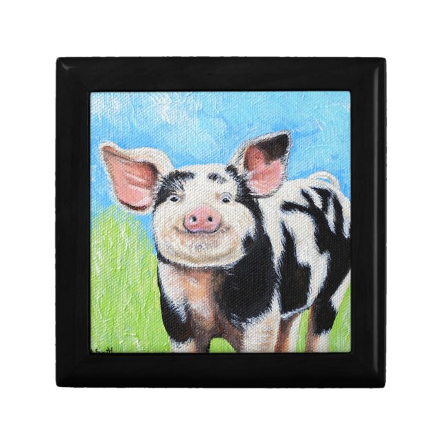 Happy Little Pig Painting Jewelry Box (Front)
