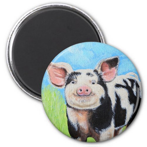 Happy Little Pig Painting Magnet