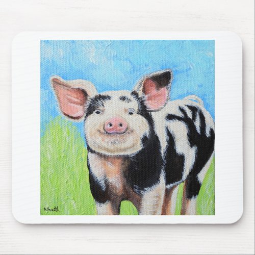 Happy Little Pig Painting Mouse Pad