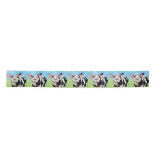 Happy Little Pig Painting Satin Ribbon