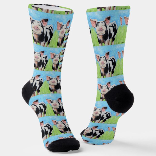 Happy Little Pig Painting Socks (Angled)