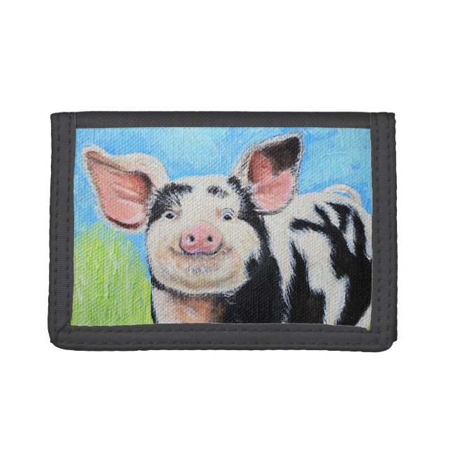 Happy Little Pig Painting Trifold Wallet (Front)
