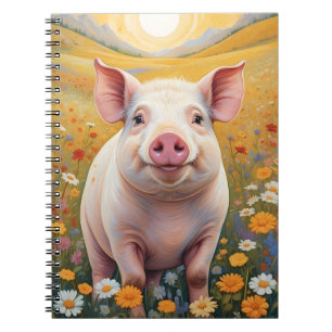 Happy Little Pig Sunny Daisy Field Notebook