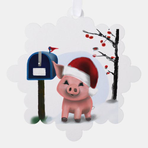 Happy Little Piggy Ornament Holiday Greeting Card
