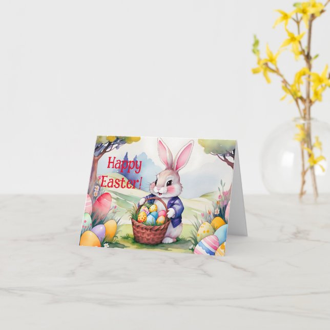 Happy little rabbit 1, Easter Card (Yellow Flower)