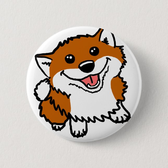 Happy Little Shiba Pinback Button (Front)