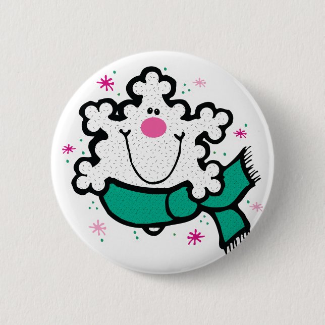 happy little snowflake pinback button (Front)