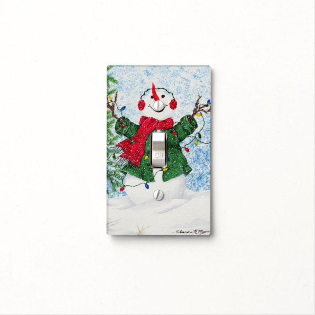 Happy Little Snowman - Light Switch Cover (In Situ)