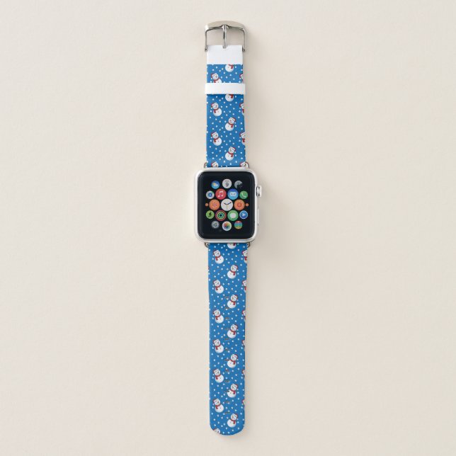 Happy Little Snowmen in Scarves and Hats Apple Watch Band (Front)