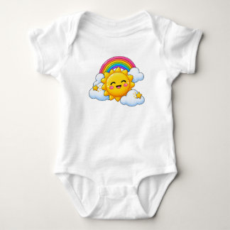 Happy Little Sunshine, Rainbow & Stars - Cute Baby Bodysuit