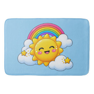 Happy Little Sunshine, Rainbow & Stars - Cute Bath Mat
