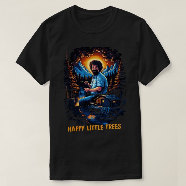 Happy Little Trees Retro Fan Artwork T-Shirt (Design Front)
