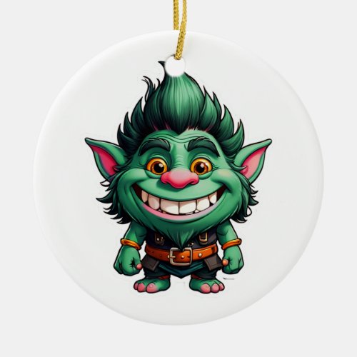 Happy Little Troll Chibi illustration Ceramic Ornament