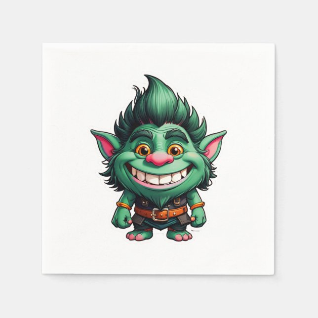 Happy Little Troll Chibi illustration Napkins (Front)