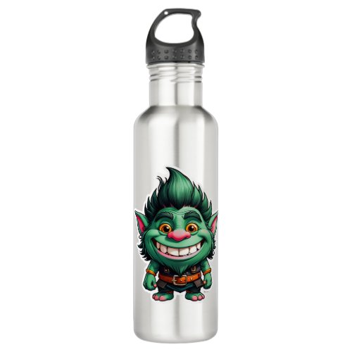 Happy Little Troll Chibi illustration  Stainless Steel Water Bottle