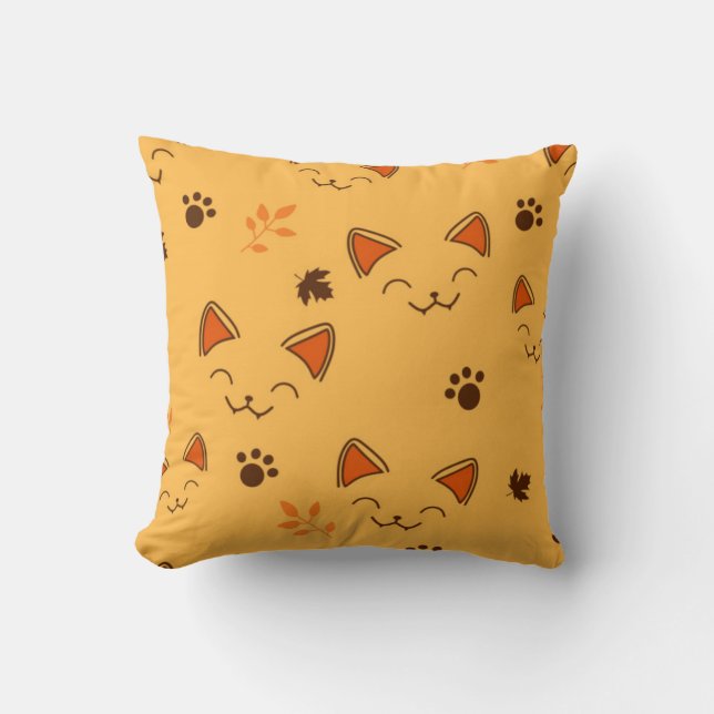 Happy Little Vampire Kitty Pattern Throw Pillow (Front)