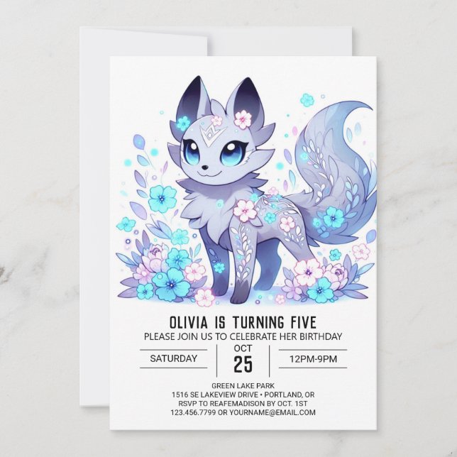 Happy Little Wolf Digital Birthday Invitation (Front)