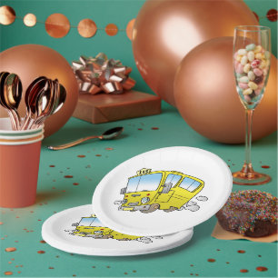 Happy Little Yellow School Bus Paper Plates