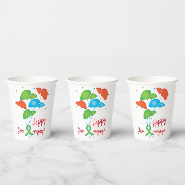 Happy Liver-versary Balloons Transplant Party  Paper Cups (Multi)