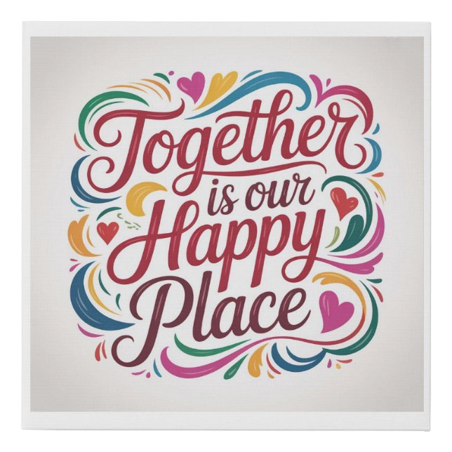 Happy living faux canvas print (Front)