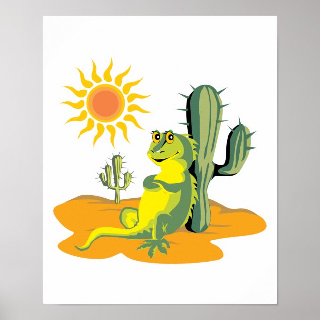 happy lizard in desert poster (Front)