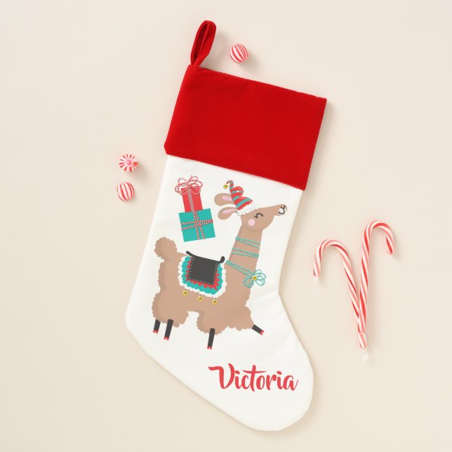 Happy llama Christmas Stocking (Front)