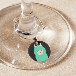 Happy Llama Emoji Wine Charm