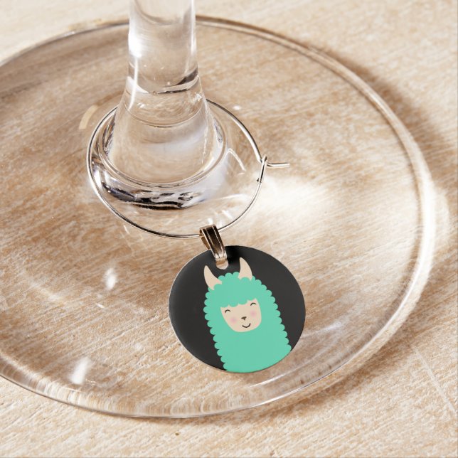 Happy Llama Emoji Wine Charm (In Situ)