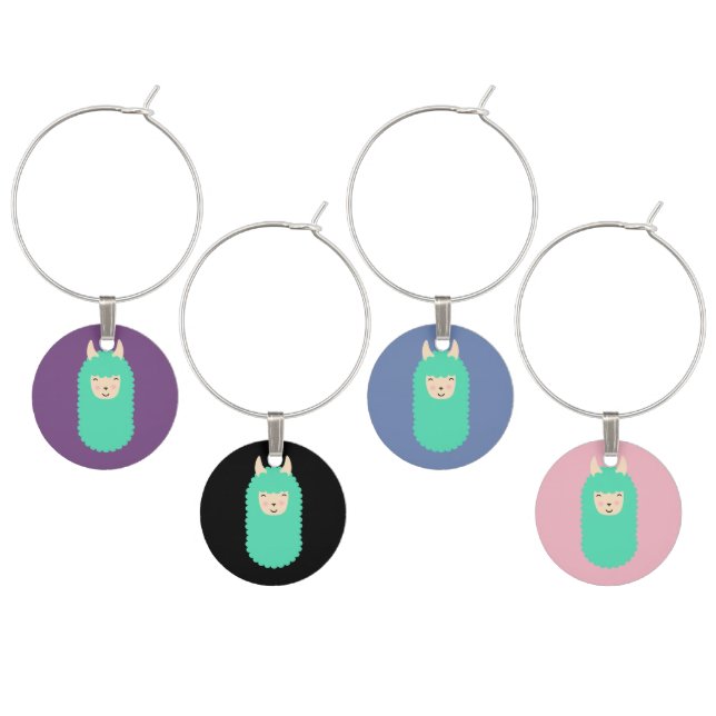 Happy Llama Emoji Wine Charm Set (Staggered)
