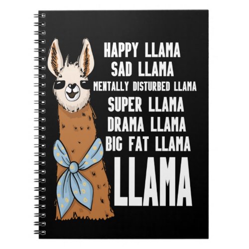 Happy Llama Funny White Typography Alpaca Lovers Notebook