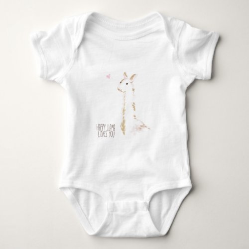 Happy Llama Loves You Baby Bodysuit