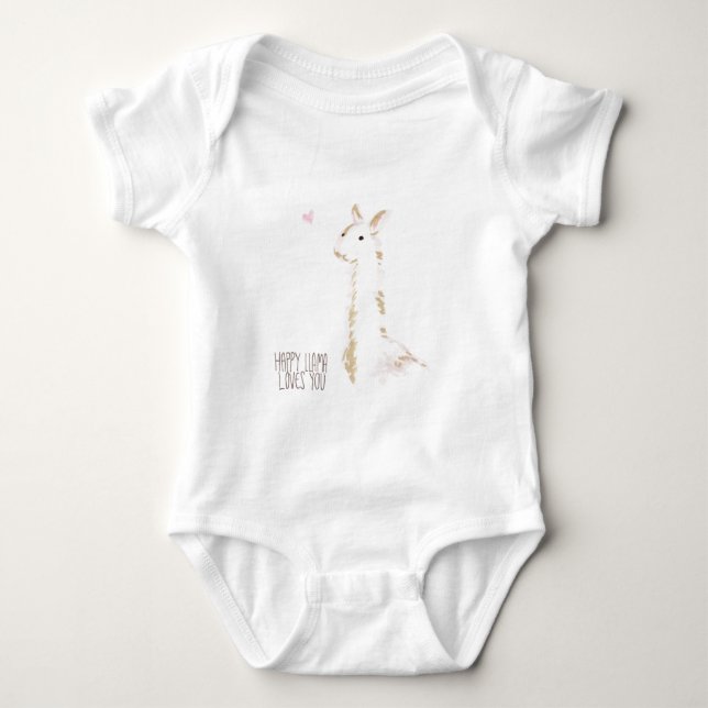 Happy Llama Loves You Baby Bodysuit (Front)